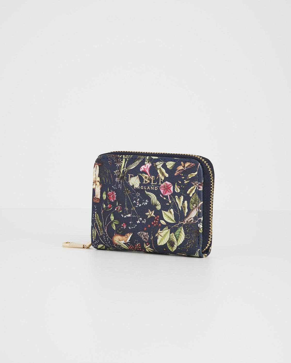 FABLE Wolf Garden Small Navy Zip Wallet