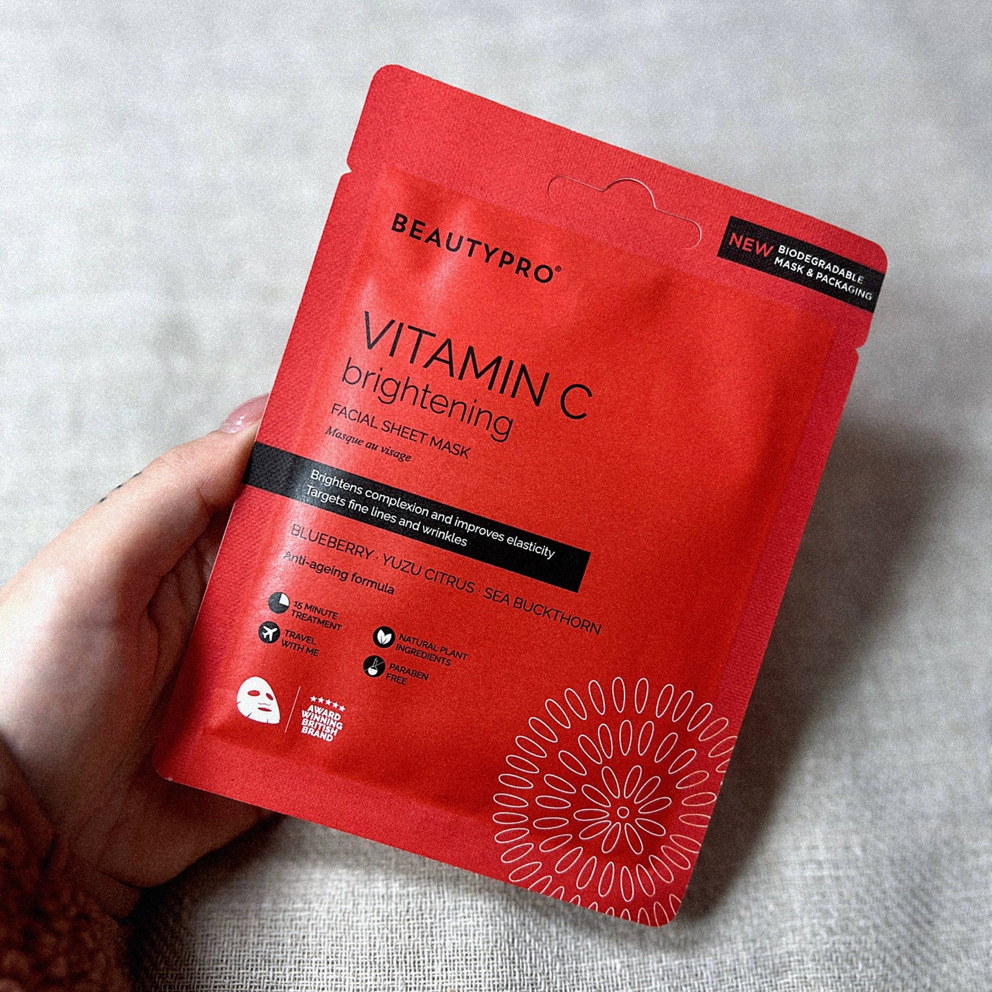 VITAMIN-C Brightening Sheet Mask - 100% Biodegradable