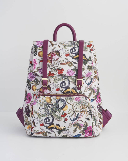 FABLE Floral Engravings Small Plum Backpack