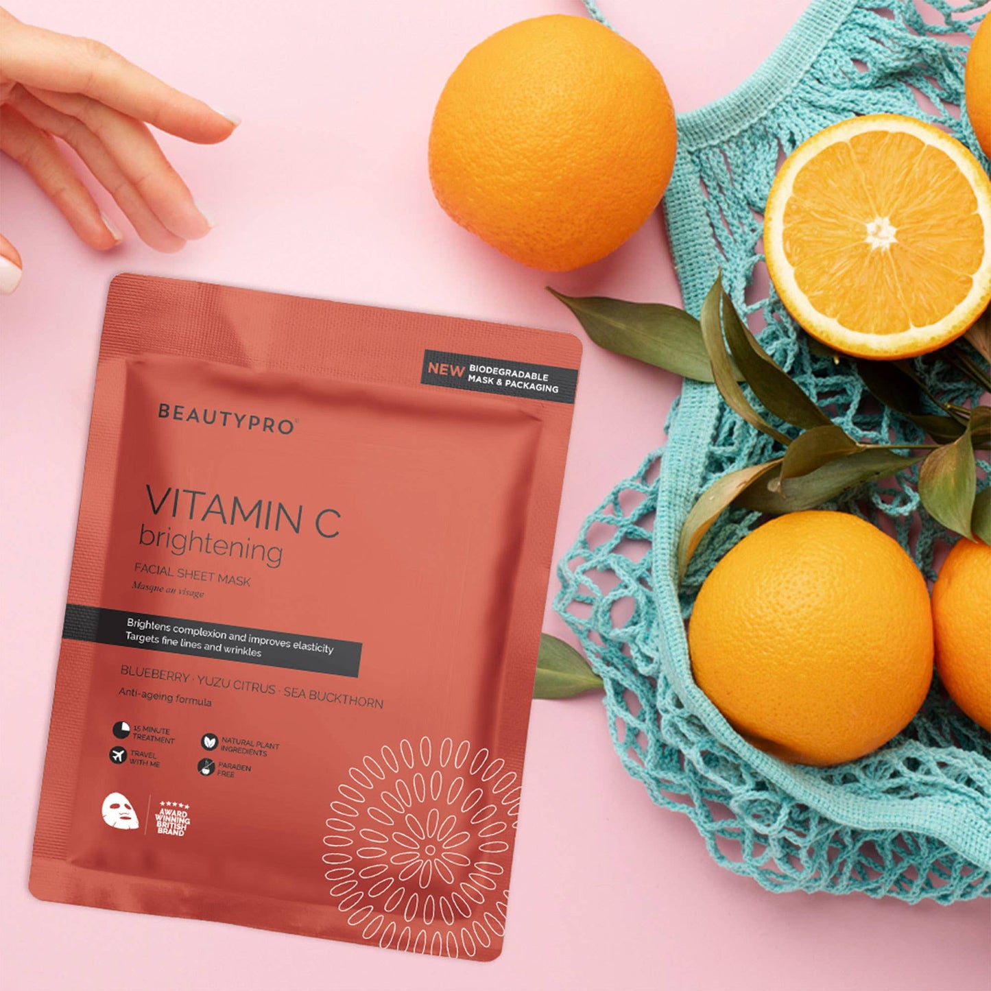 VITAMIN-C Brightening Sheet Mask - 100% Biodegradable