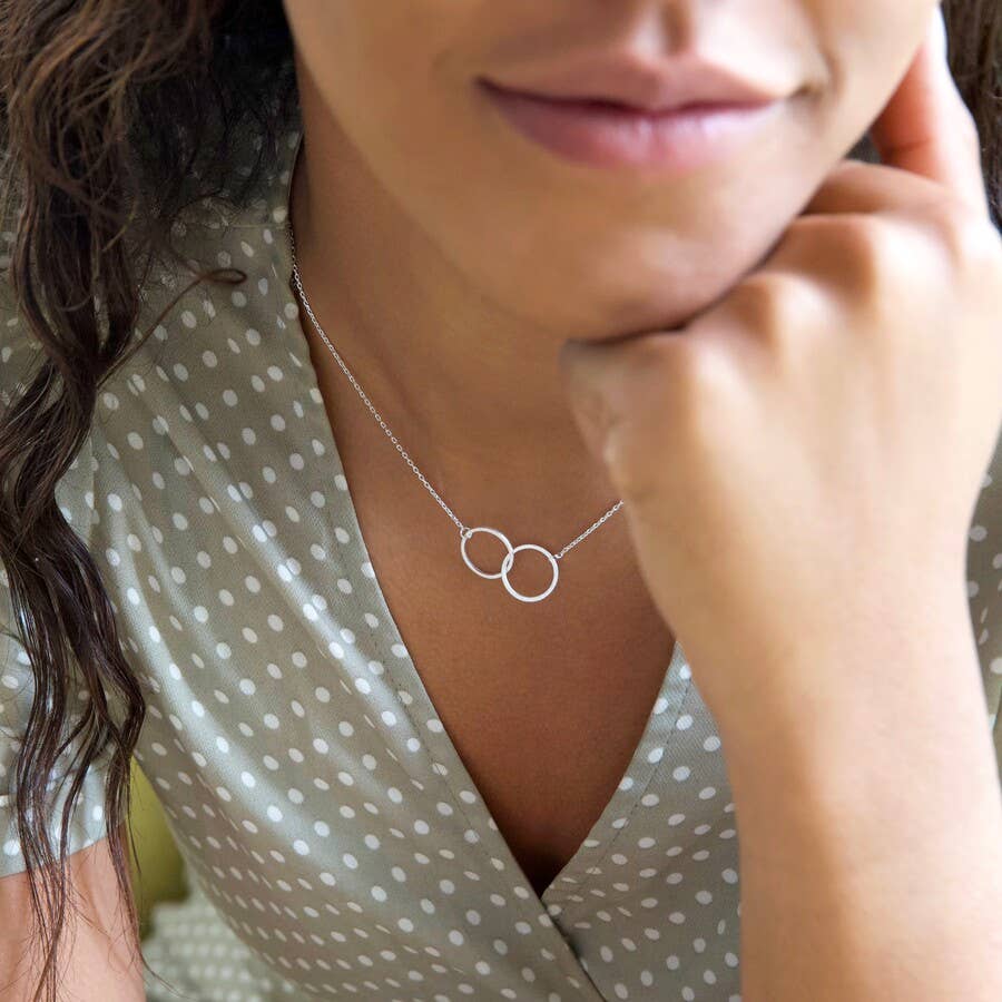 Brushed Interlocking Hoop Necklace