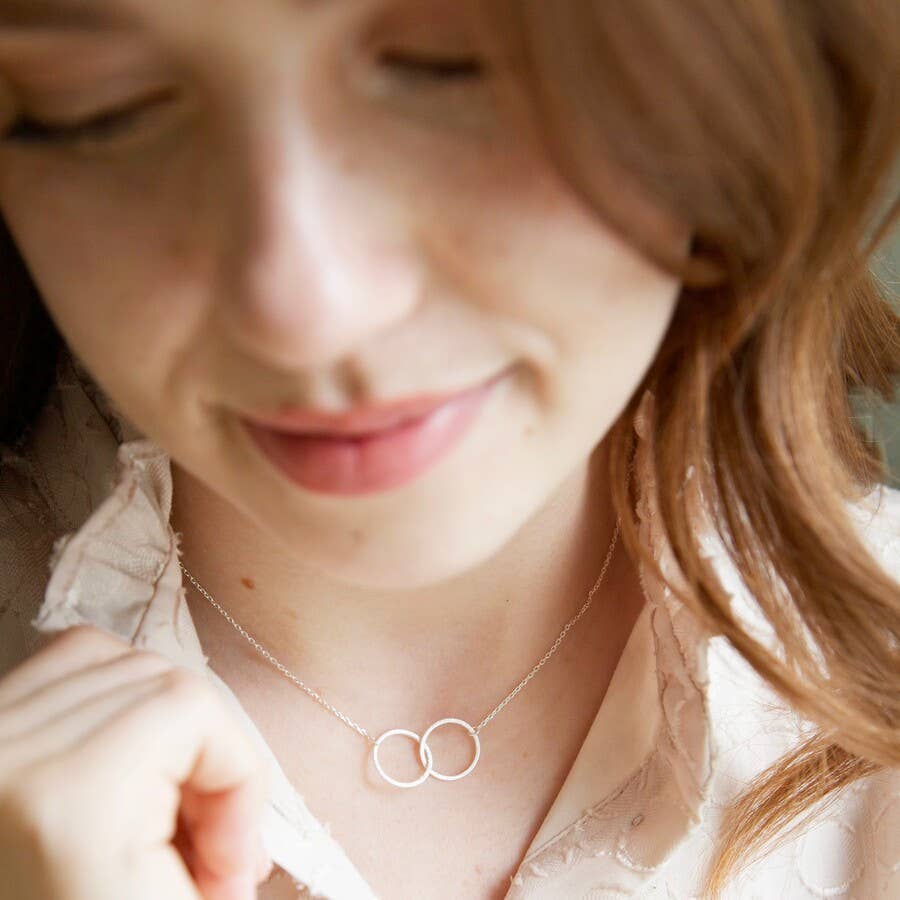 Brushed Interlocking Hoop Necklace