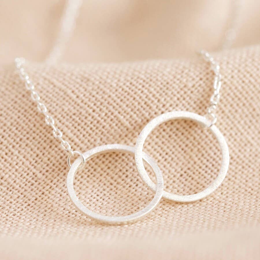 Brushed Interlocking Hoop Necklace