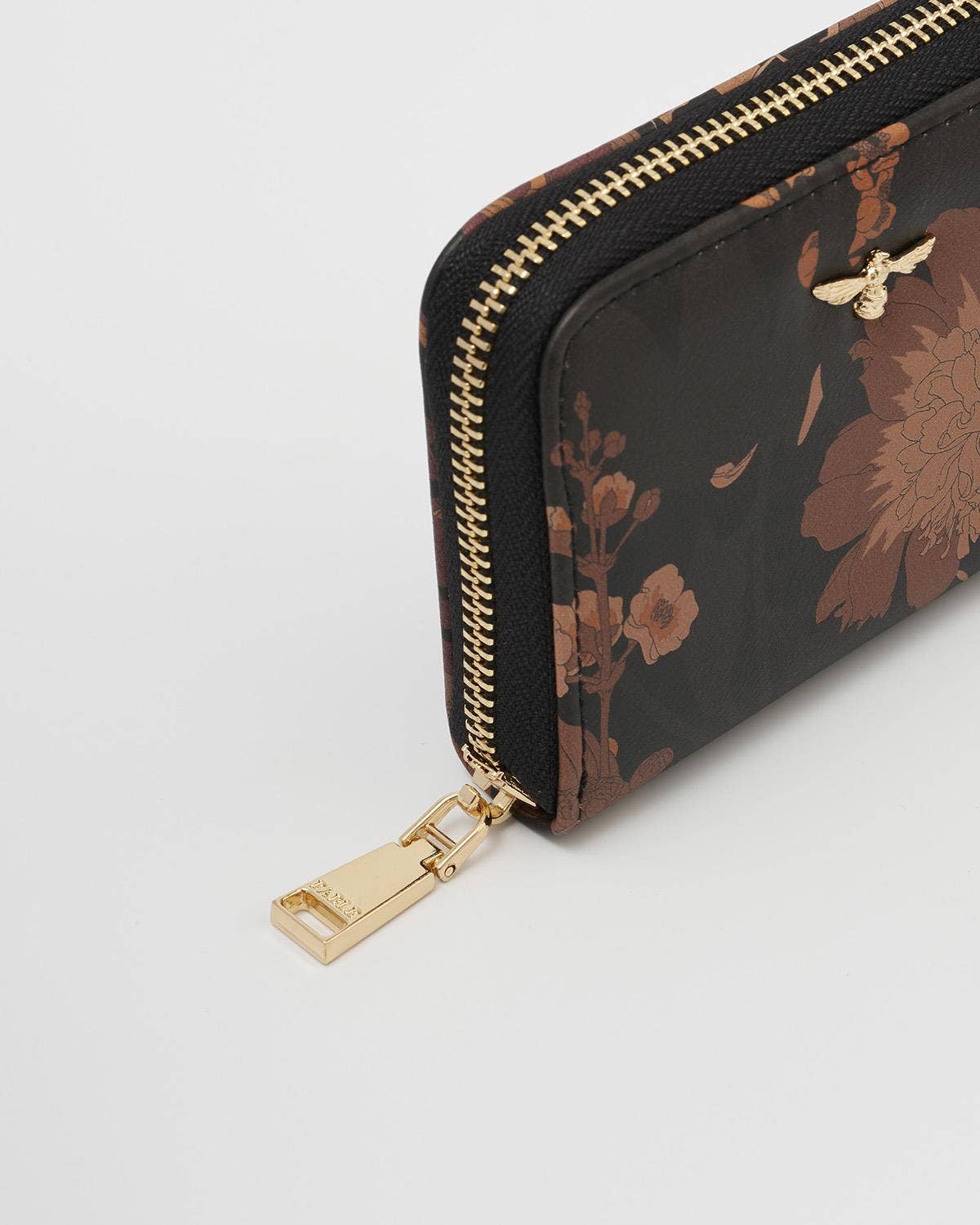 FABLE Deco Blooms Small Black Zip Wallet