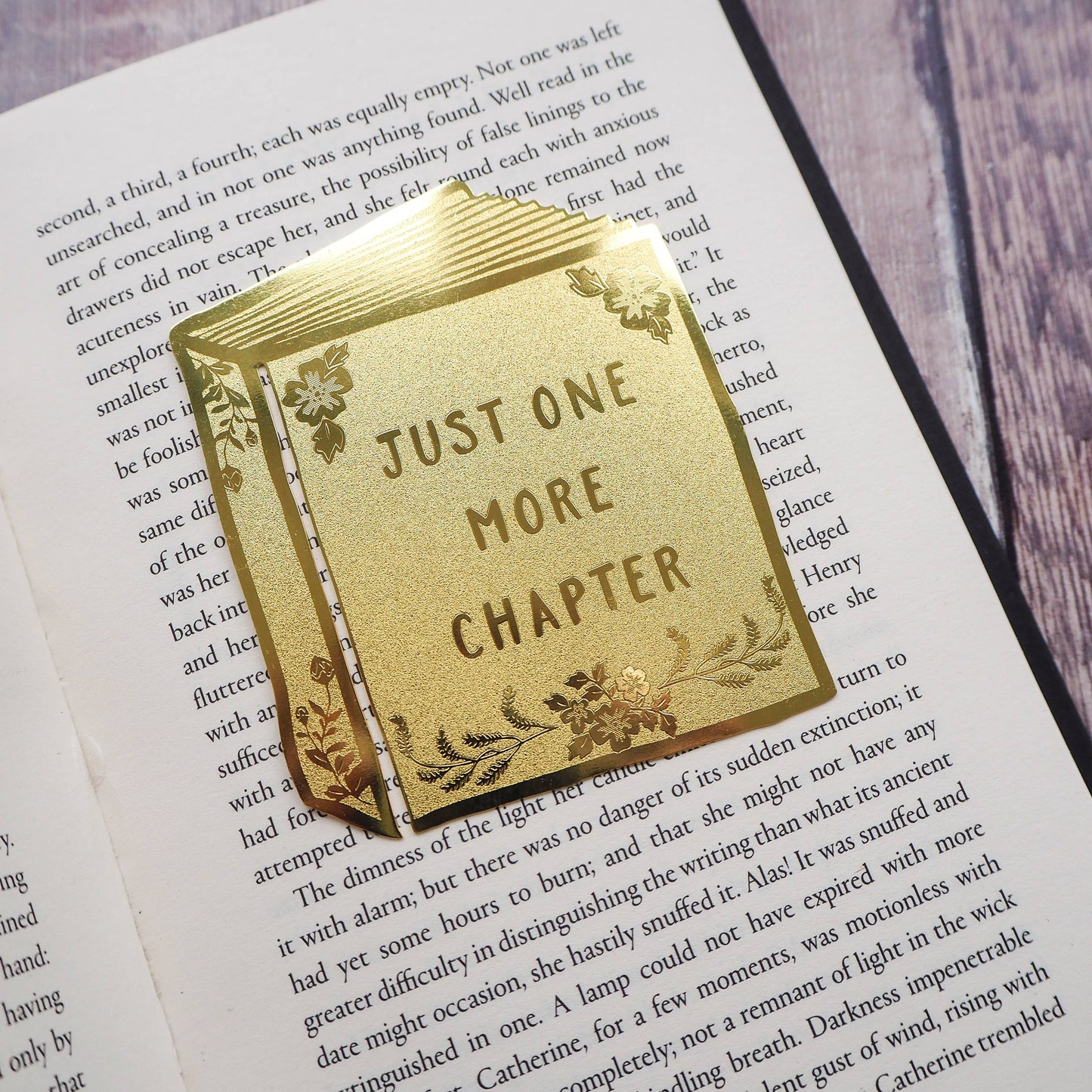 Just One More Chapter Brass Bookmark