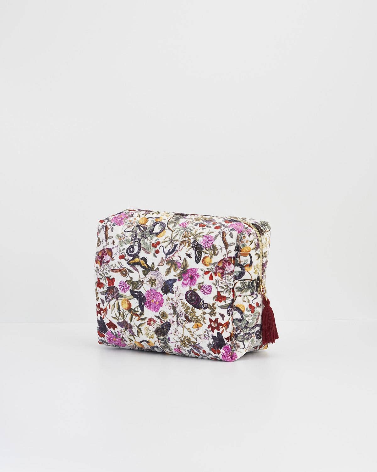 FABLE Floral Engravings Large Velvet Cosmetic Bag