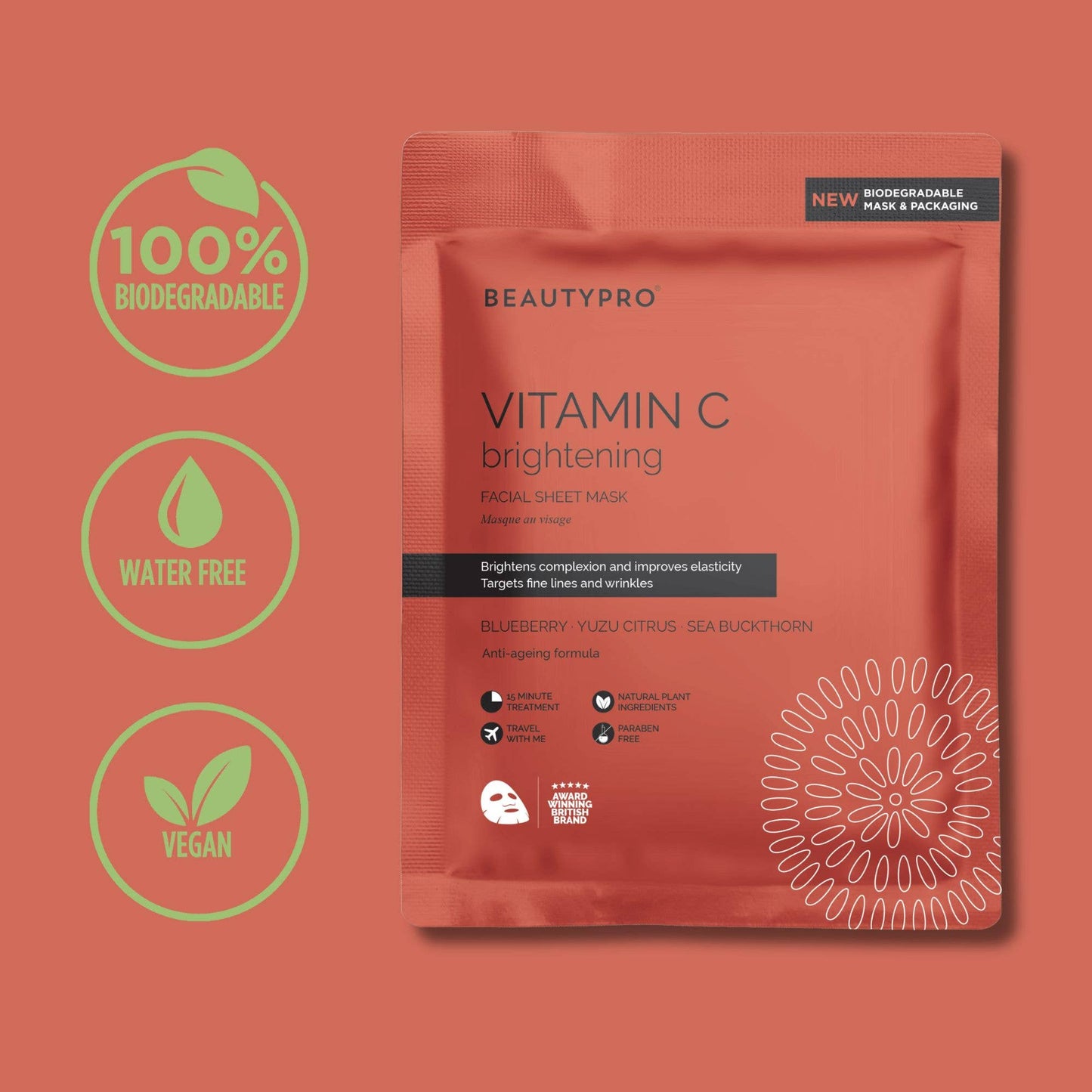 VITAMIN-C Brightening Sheet Mask - 100% Biodegradable