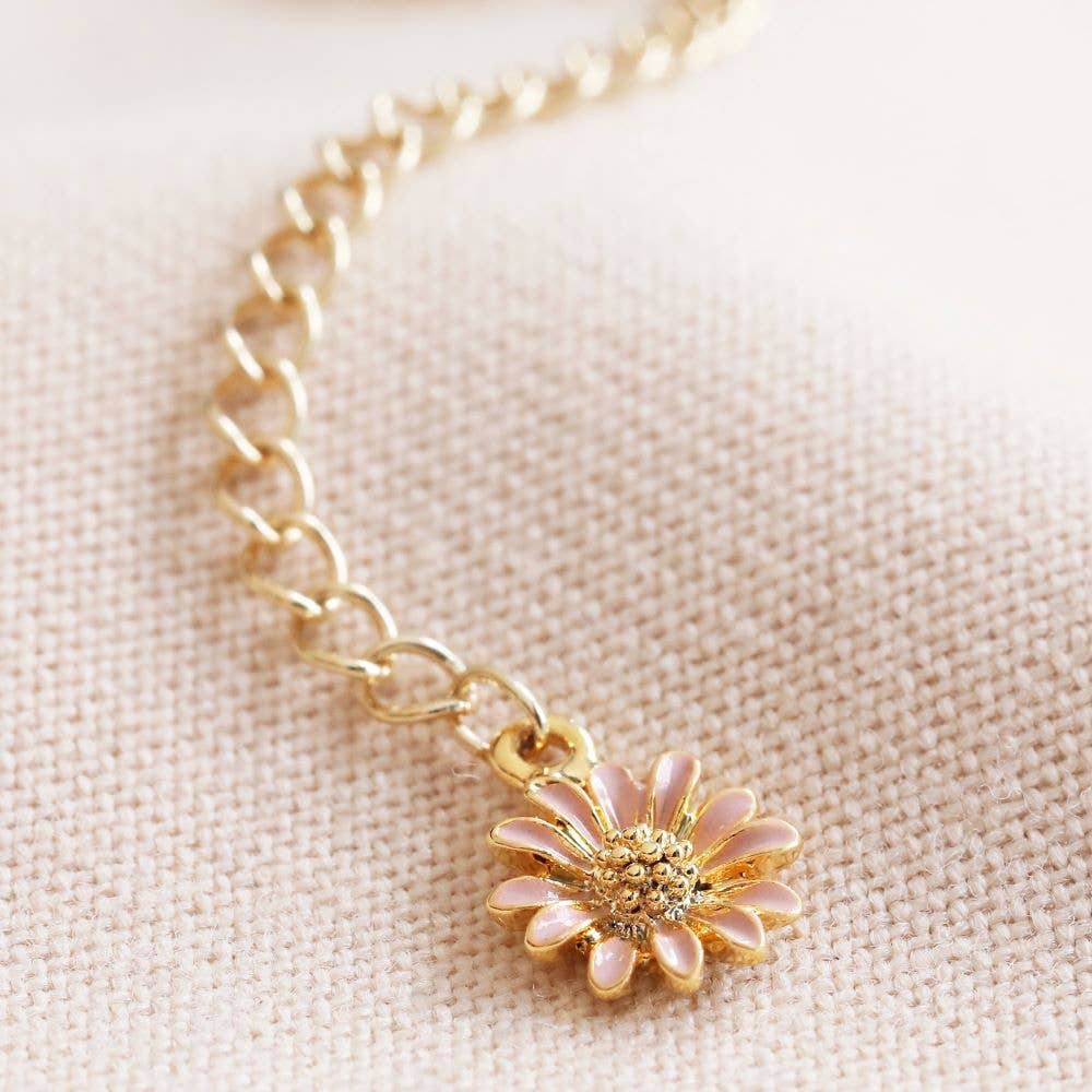 Crystal Flower And Bee Droplet Necklace