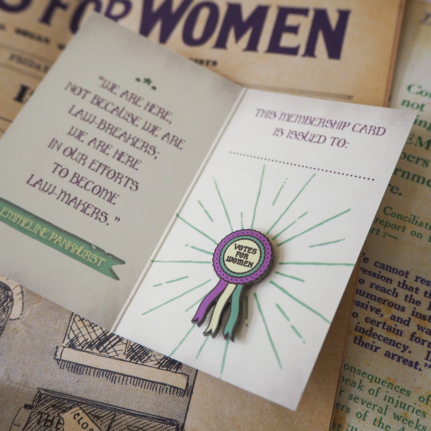 Votes for Women Rosette Feminist Enamel Pin Badge