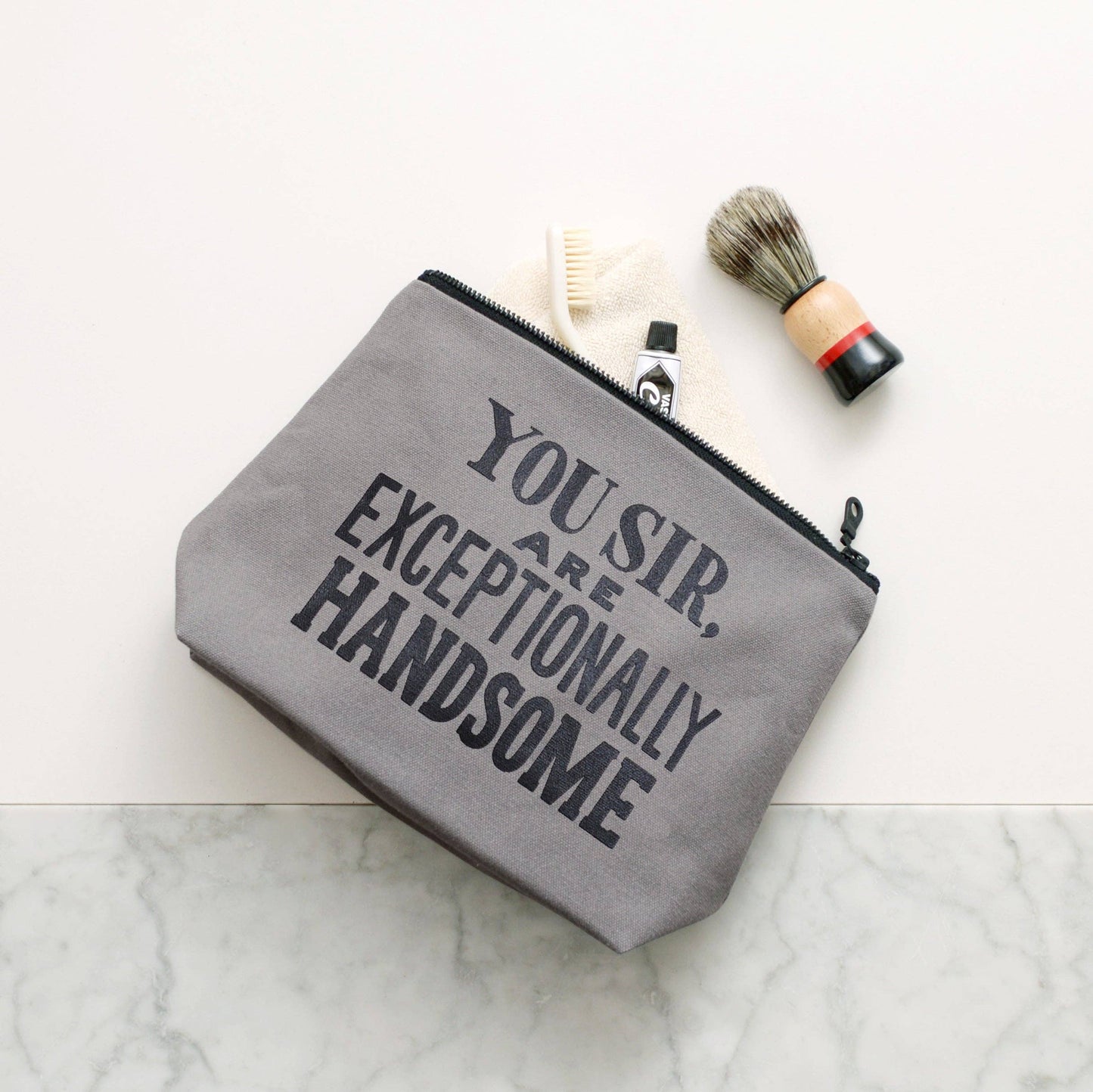 Exceptionally Handsome - Grey Wash Bag