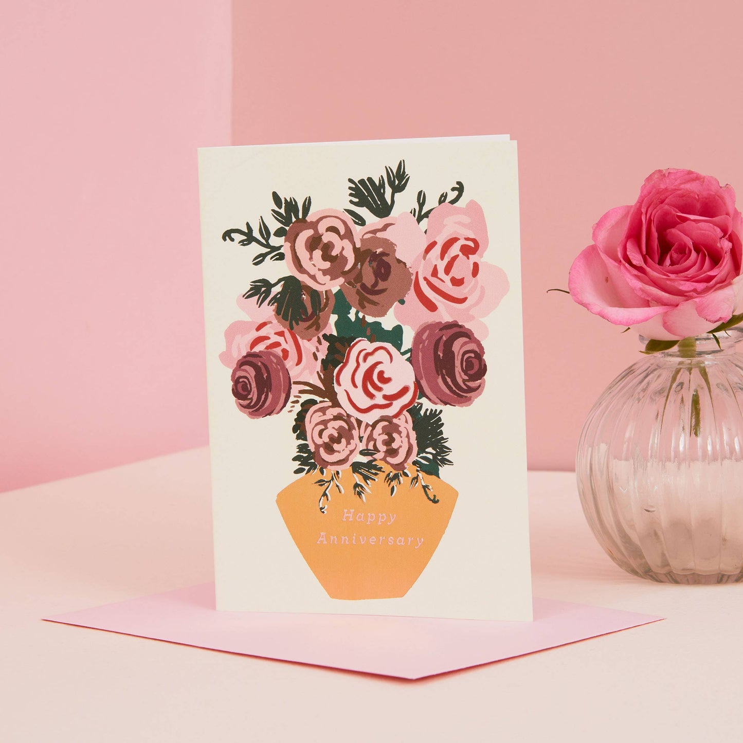 Anniversary Roses Card  | Flowers in Vase Card | Love