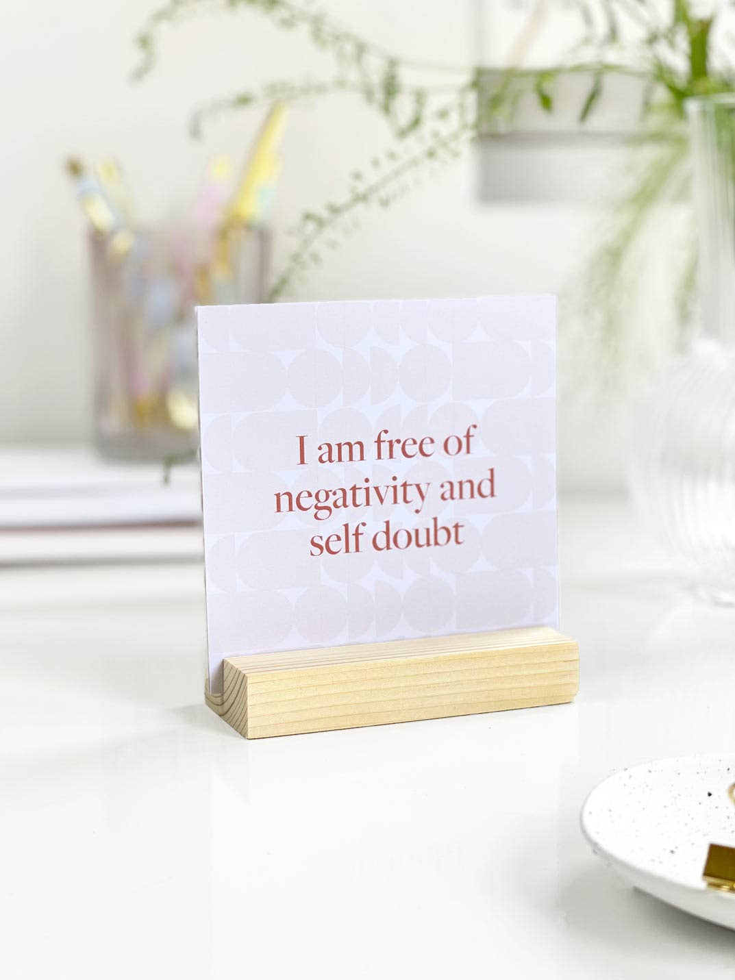 Positive Affirmation Card Bundle with Wooden Holder, Neutral