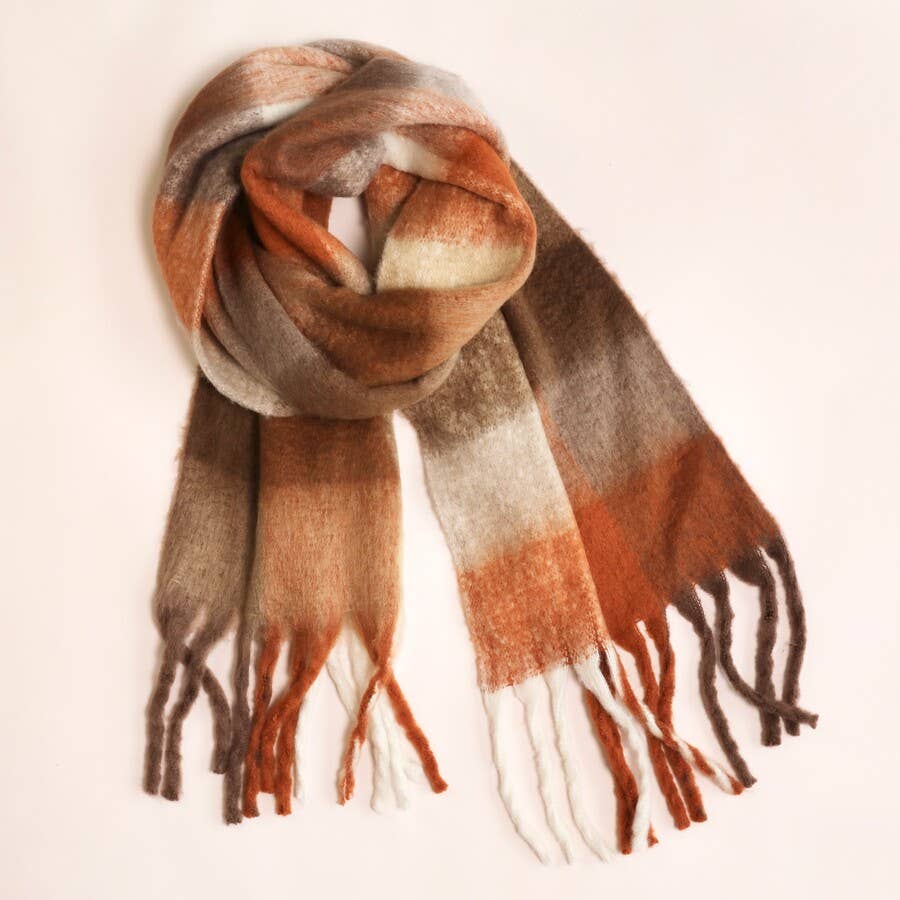 Brown Check Winter Scarf