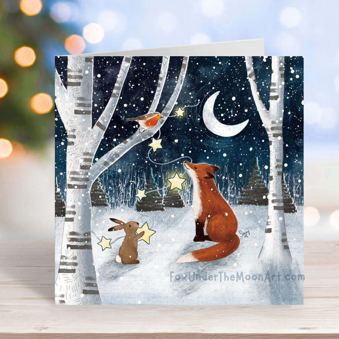 Winter Lights Fox Under The Moon 2024 Christmas Card