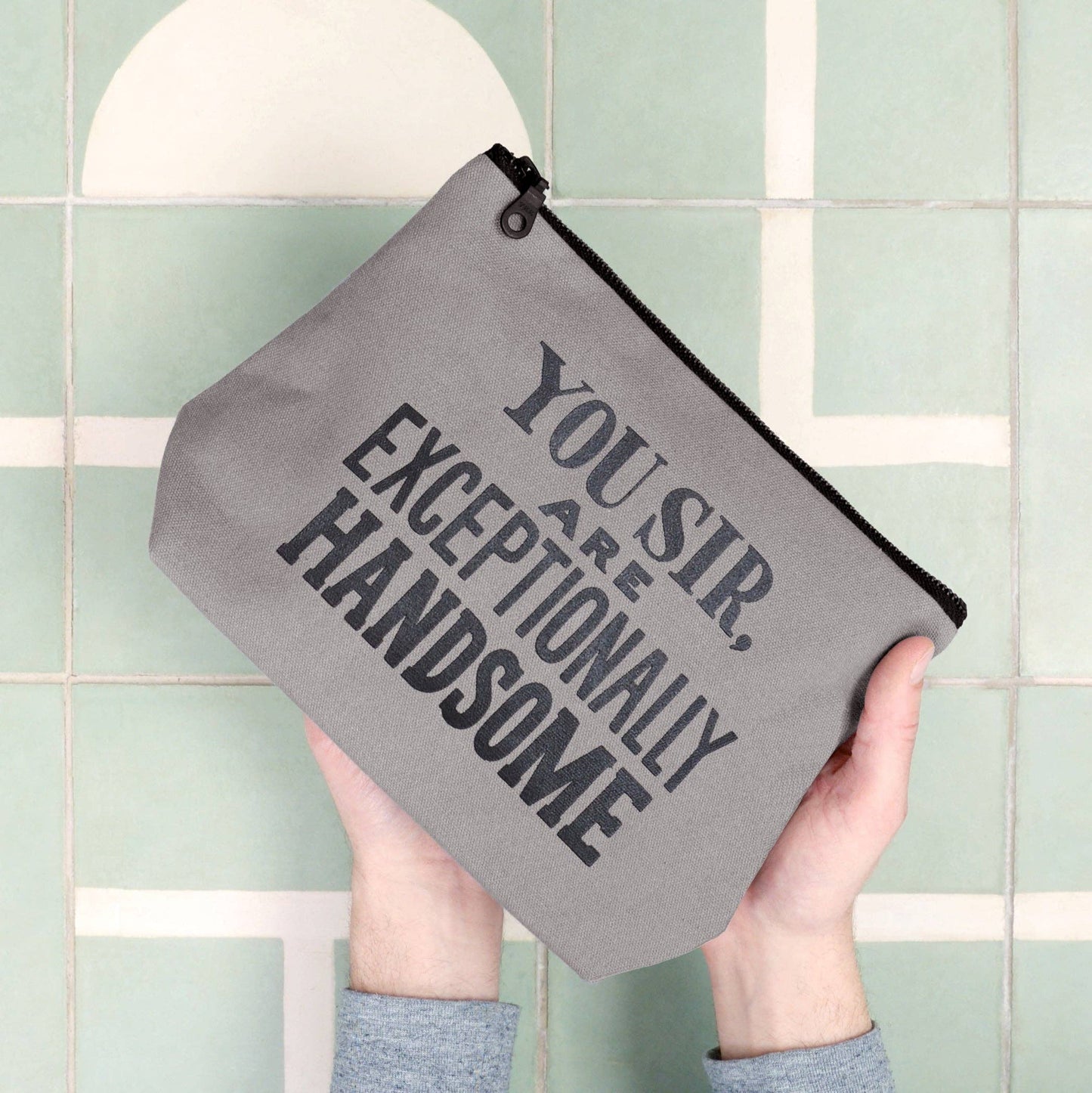 Exceptionally Handsome - Grey Wash Bag