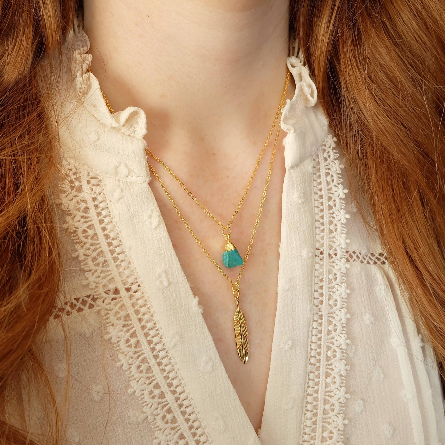 Turquoise Gemstone Nugget Necklace