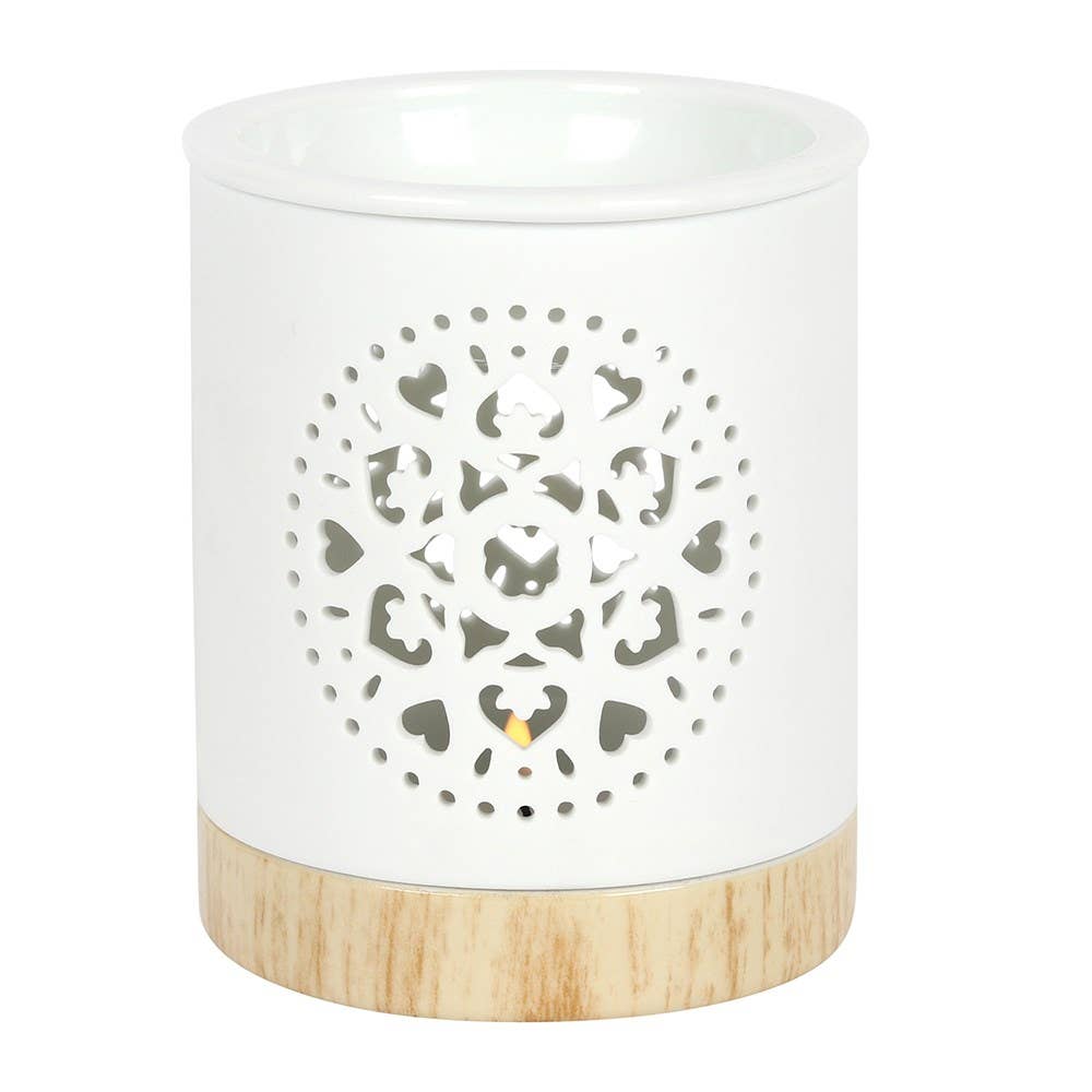 White Mandala Cut Out Oil Burner and Wax Warmer