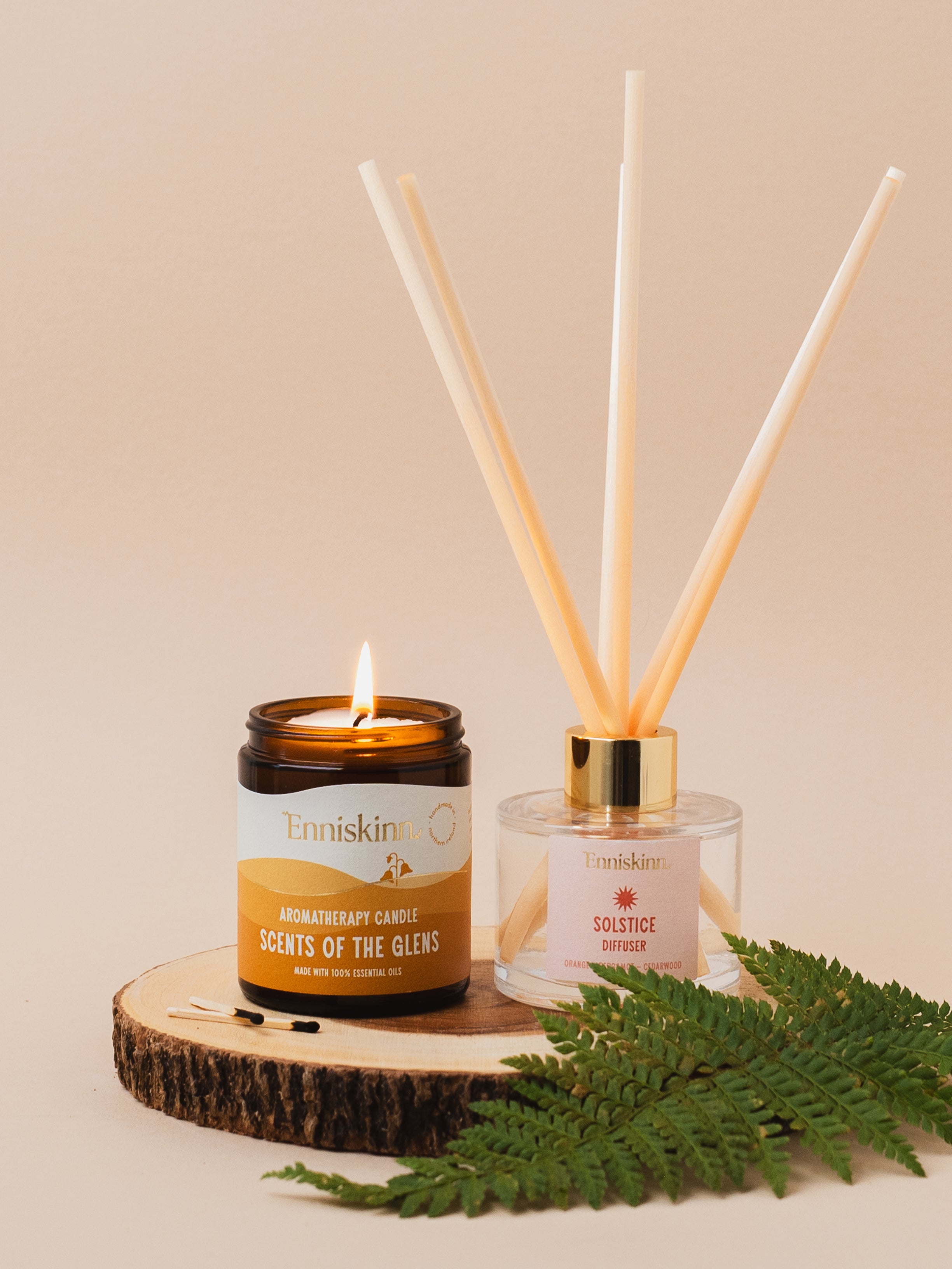 Happiness (Reed Diffuser -Solstice + Aromatherapy Candle - Scents of the glens )