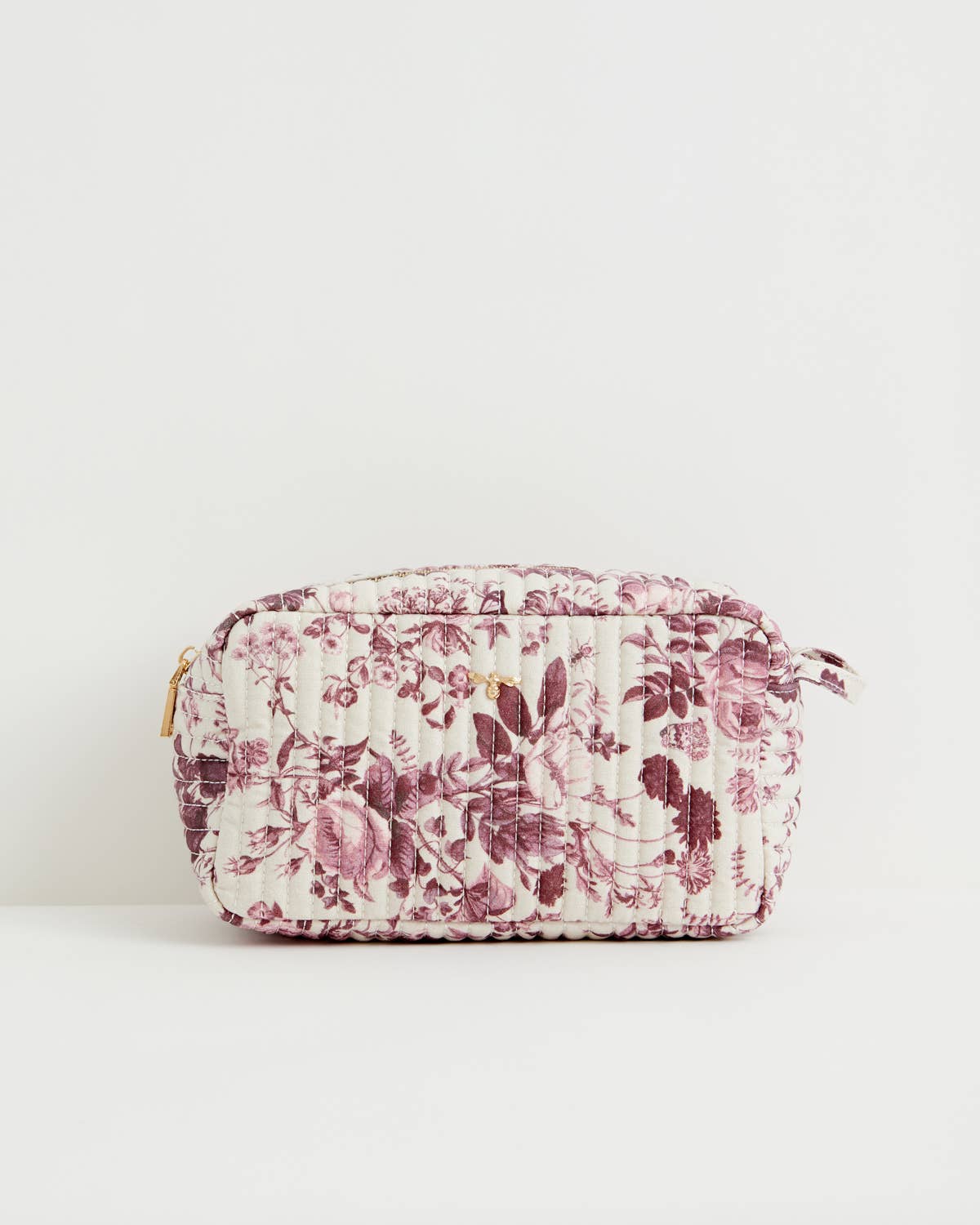 Rambling Rose- Plum Quilted Cotton Pouch