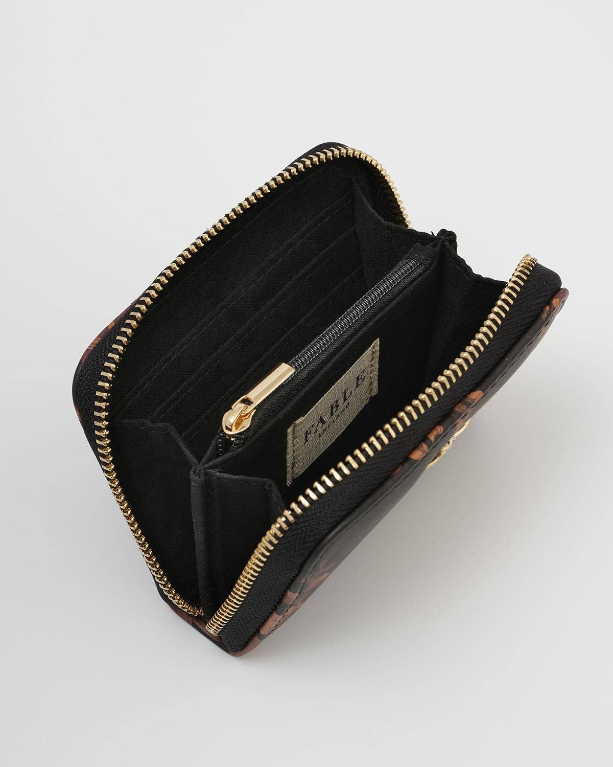 FABLE Deco Blooms Small Black Zip Wallet