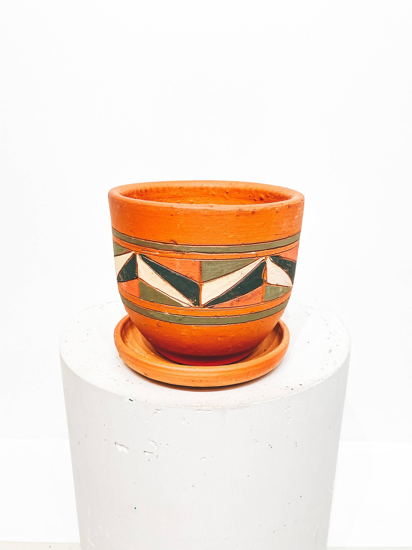 Colombian Boho Colorful handpainted Pot & Plate