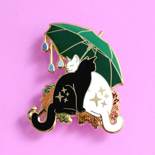 Umbrella cats enamel pin