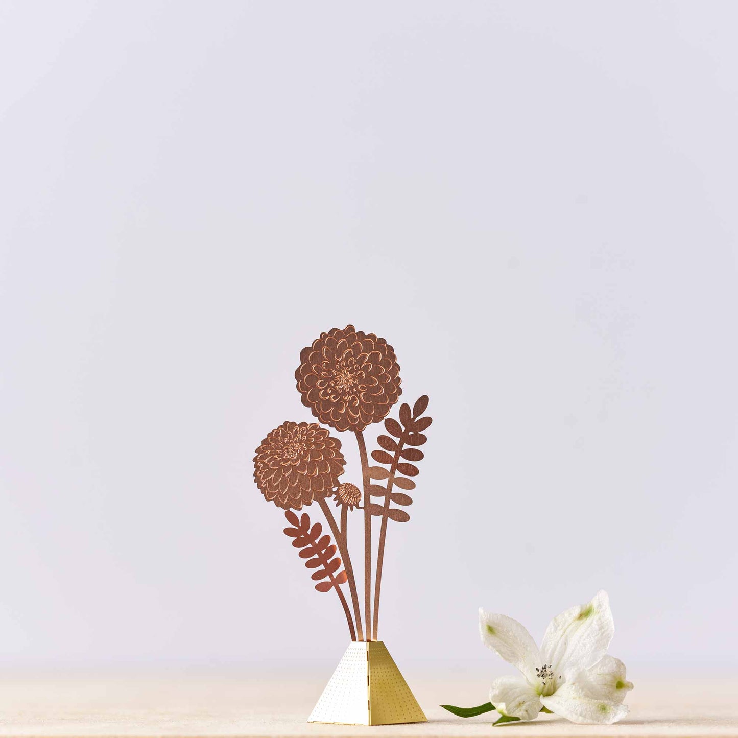 Dahlia Tiny Bouquet - Copper or Brass