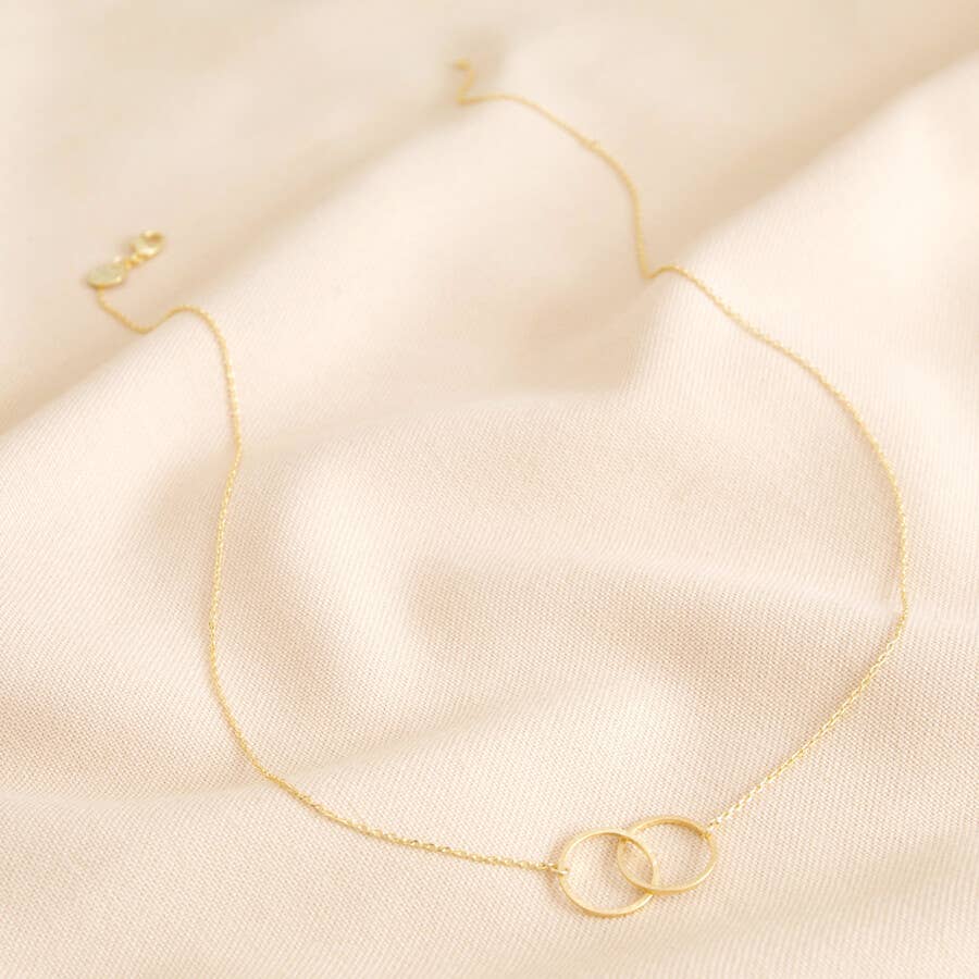 Brushed Interlocking Hoop Necklace