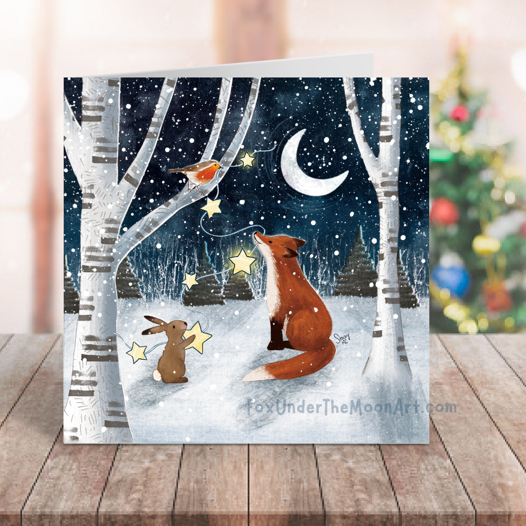 Winter Lights Fox Under The Moon 2024 Christmas Card