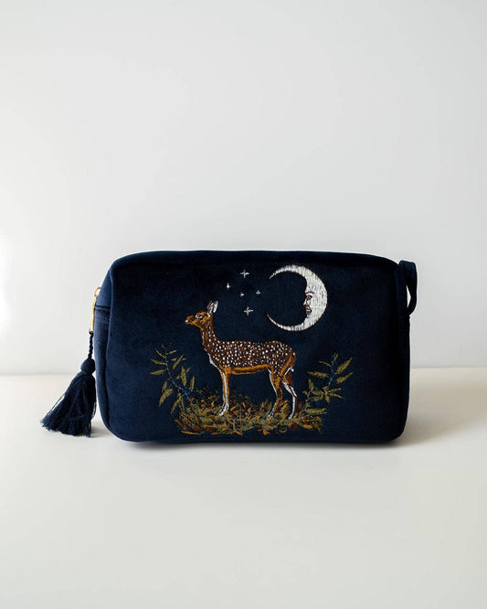 FABLE Deer and Moon Embroidered Makeup Pouch