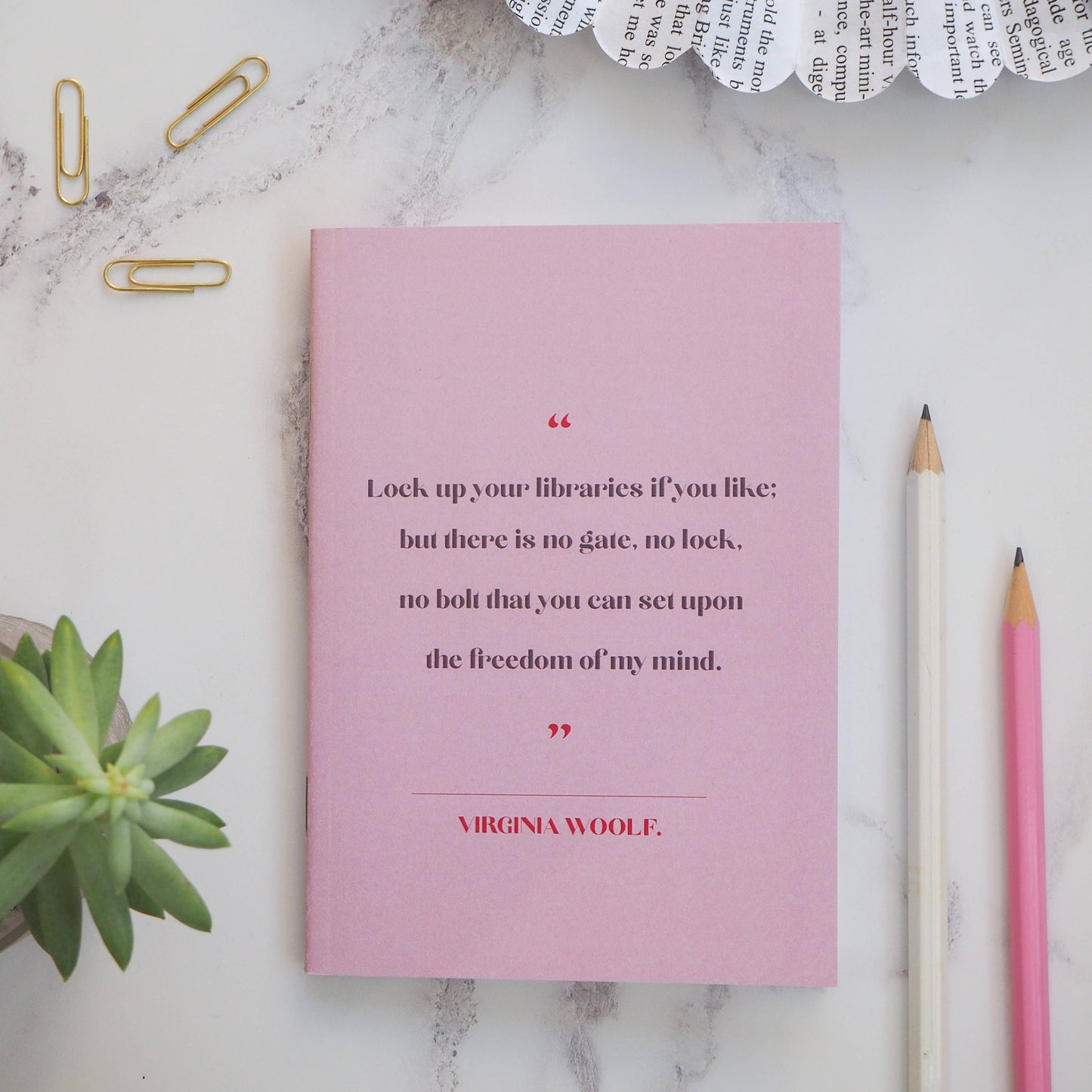 Virginia Woolf - Women Writers Pocket Notebook Pink A6