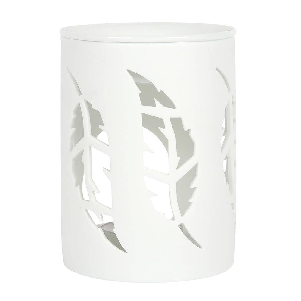 White Feather Cut Out Oil Burner and Wax Warmer