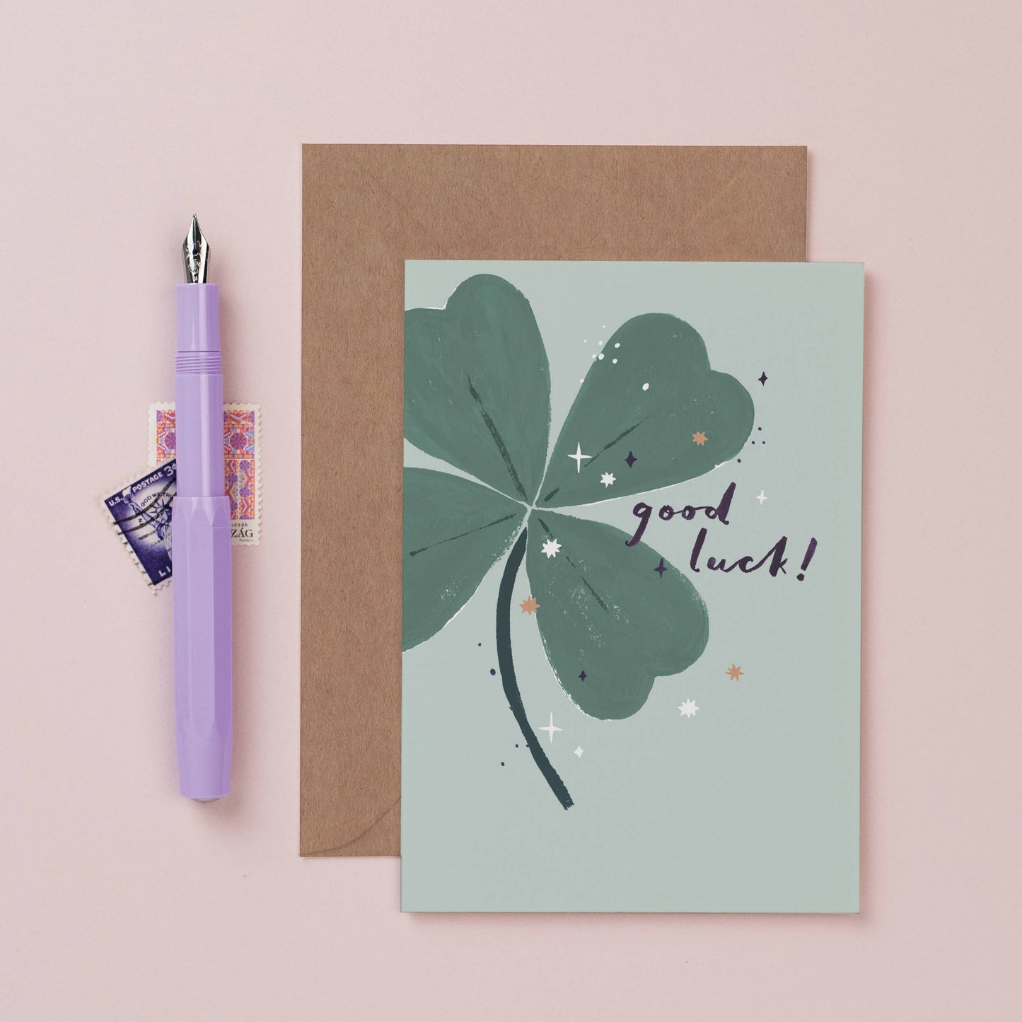 Clover Good Luck Card | Four Leaf Clover | Greeting Cards