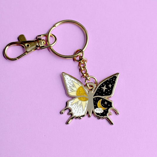 Yin and Yang Butterfly Key Chain