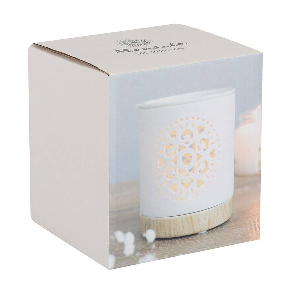 White Mandala Cut Out Oil Burner and Wax Warmer