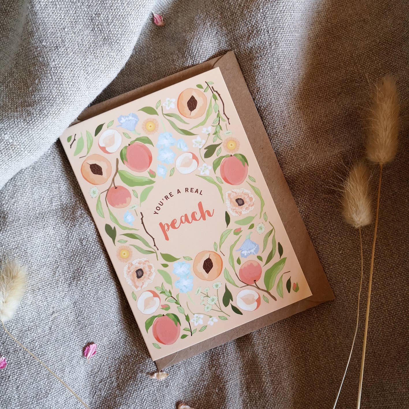 You're A Real Peach Botanical Fruit Valentine's Day Card