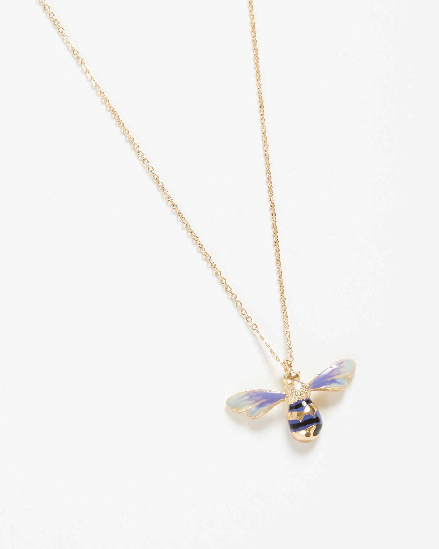 FABLE  Enamel Bee Long Necklace - Green Hanging
