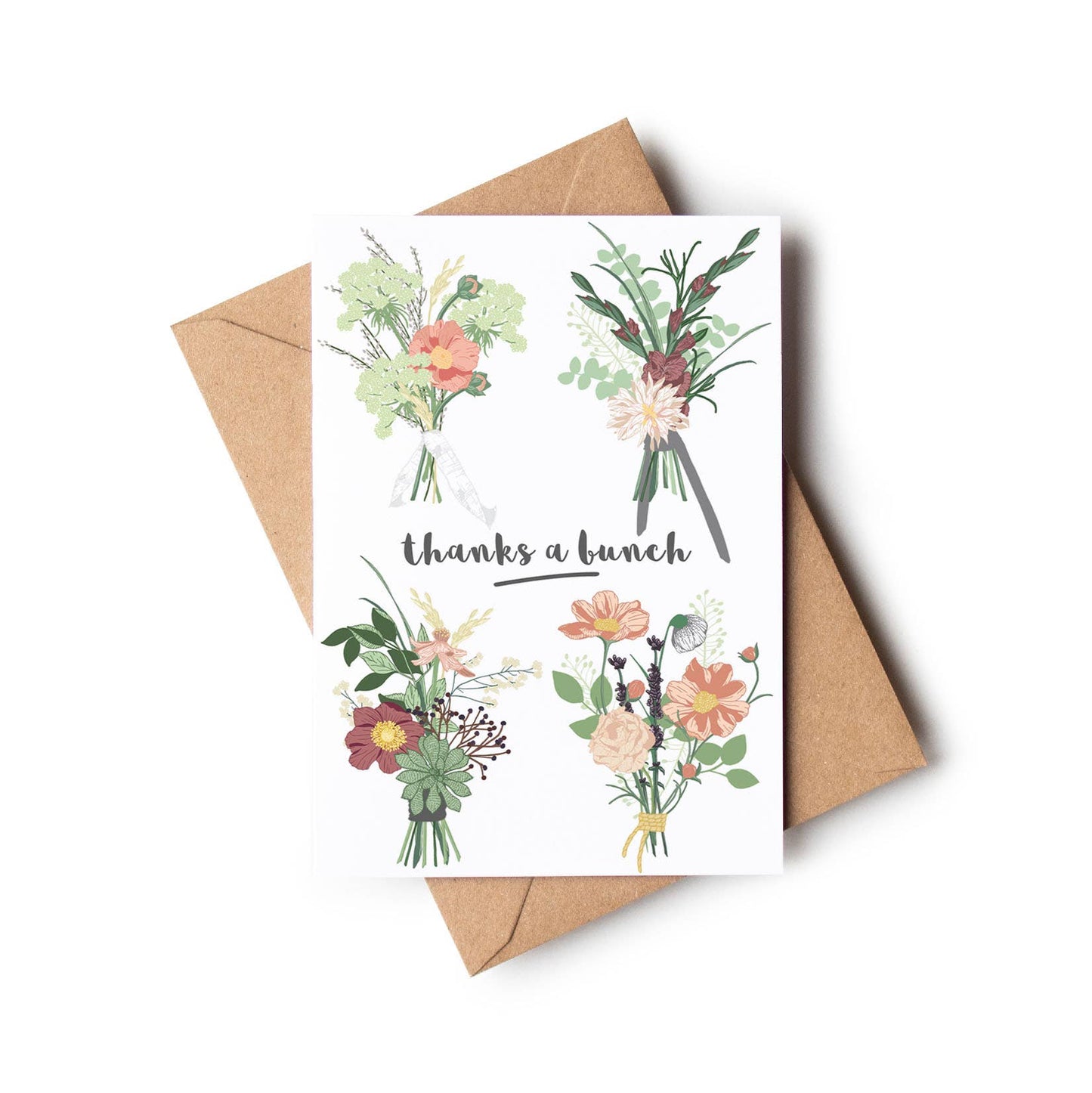 Thanks A Bunch Flower Bouquets Botanical Card