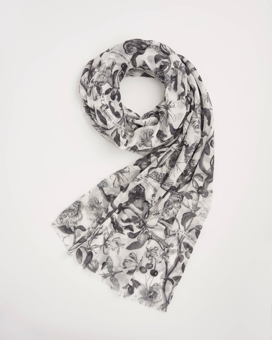 Tree Of Life Vintage Monochrome Lightweight Scarf