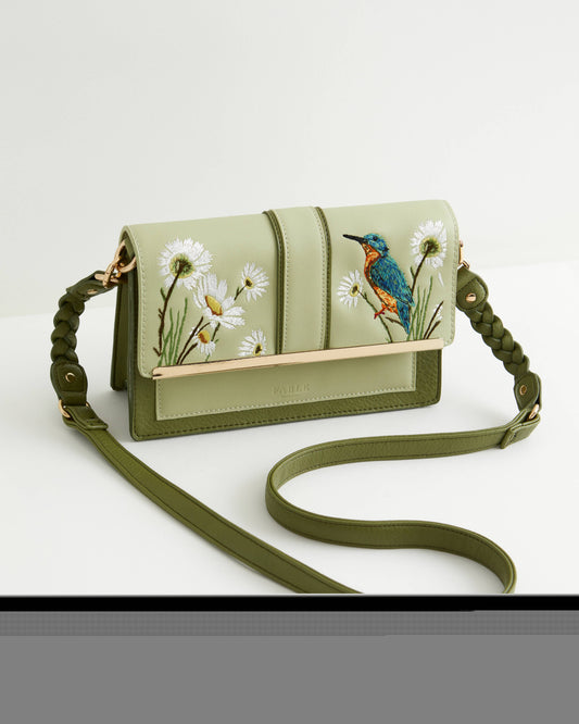 Embroidered Kingfisher Cross Body Bag