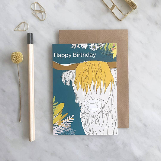 Papercrown NI - Happy Birthday Card - Highland Cow