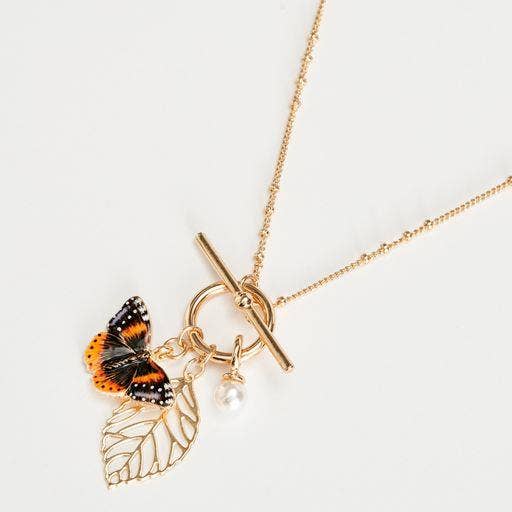 Enamel Red Admiral Charm Necklace
